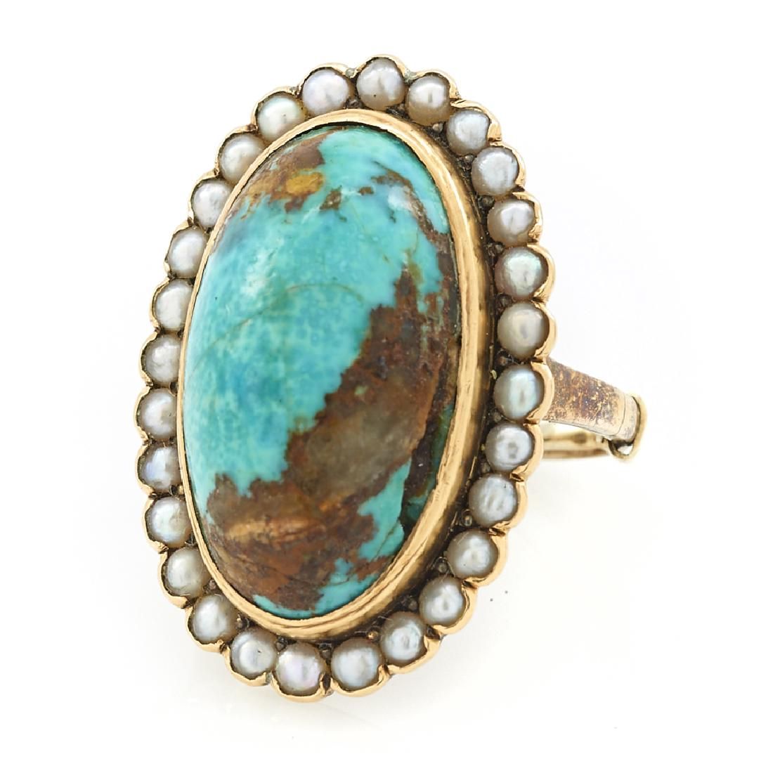 14K YELLOW GOLD, TURQUOISE AND