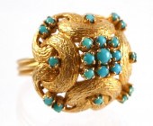 14K YELLOW GOLD TURQUOISE RING