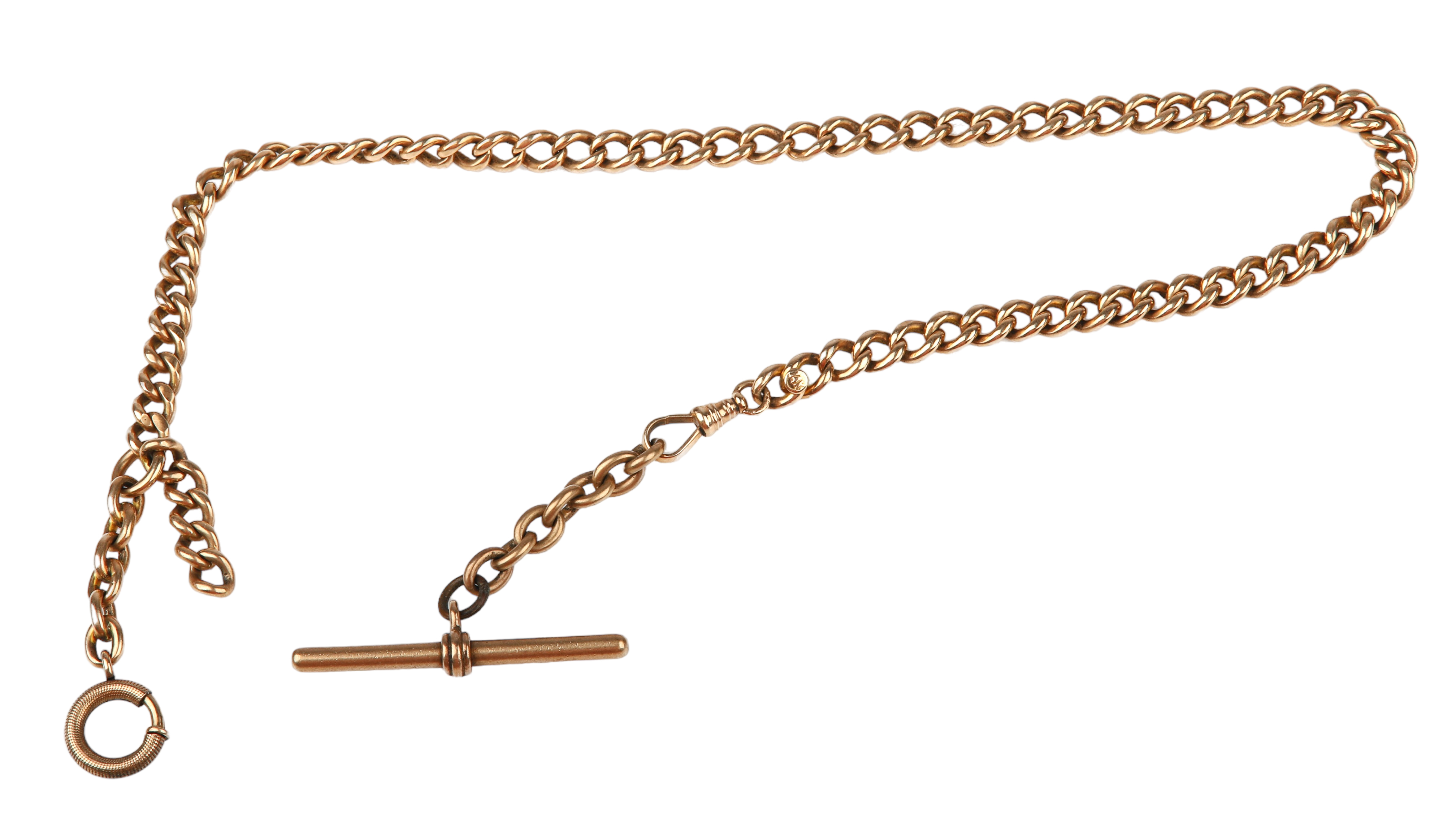 14K Yellow gold watch chain, 15