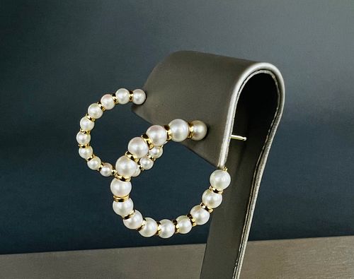 14K YELLOW GOLD WHITE FRESH WATER