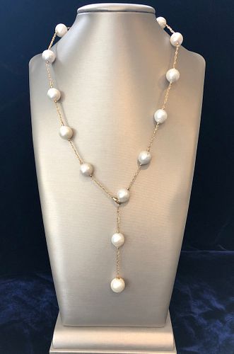 14K YELLOW GOLD WHITE FRESH WATER