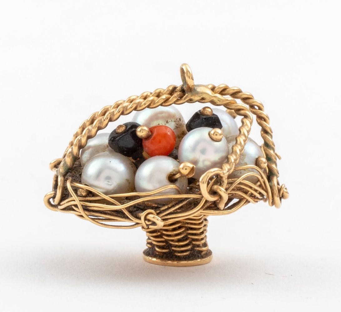 14K YELLOW GOLD WOVEN WIRE BASKET