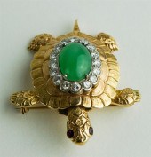 14K YELLOW GOLD/PLATINUM JADE