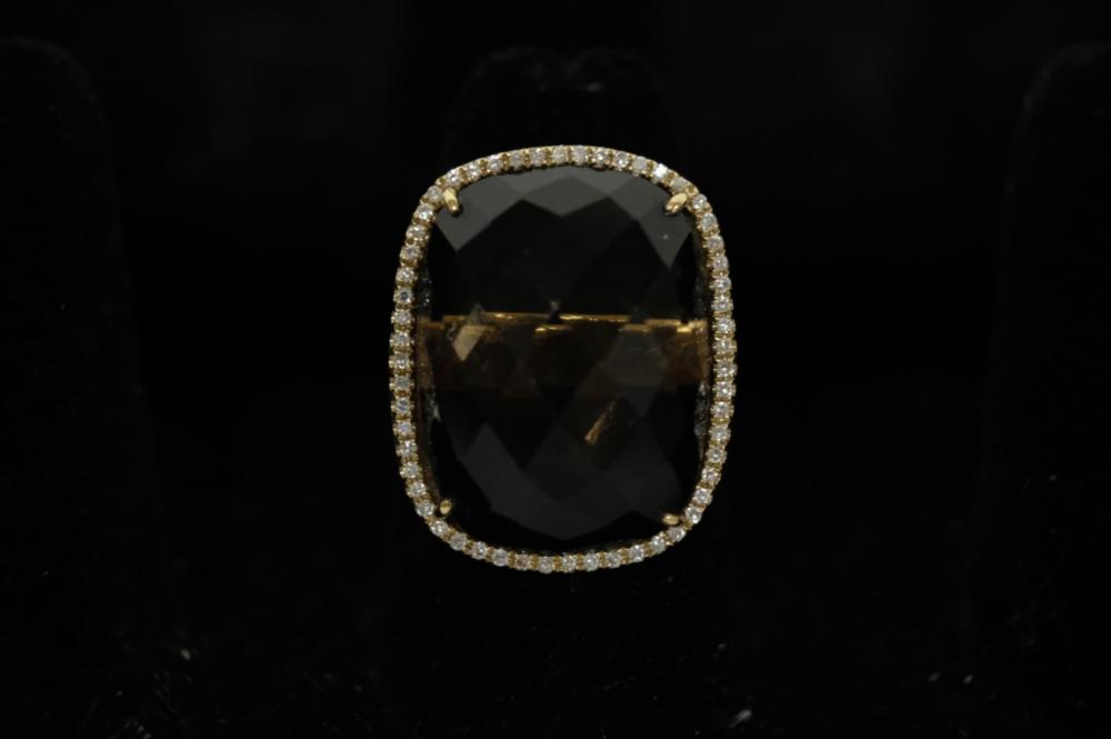 14K YG 18.59 CT SMOKY TOPAZ RING SZ