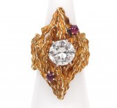 14K YG 2.25 CT DIAMOND & RUBY