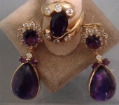 14K YG amethyst and diamond en