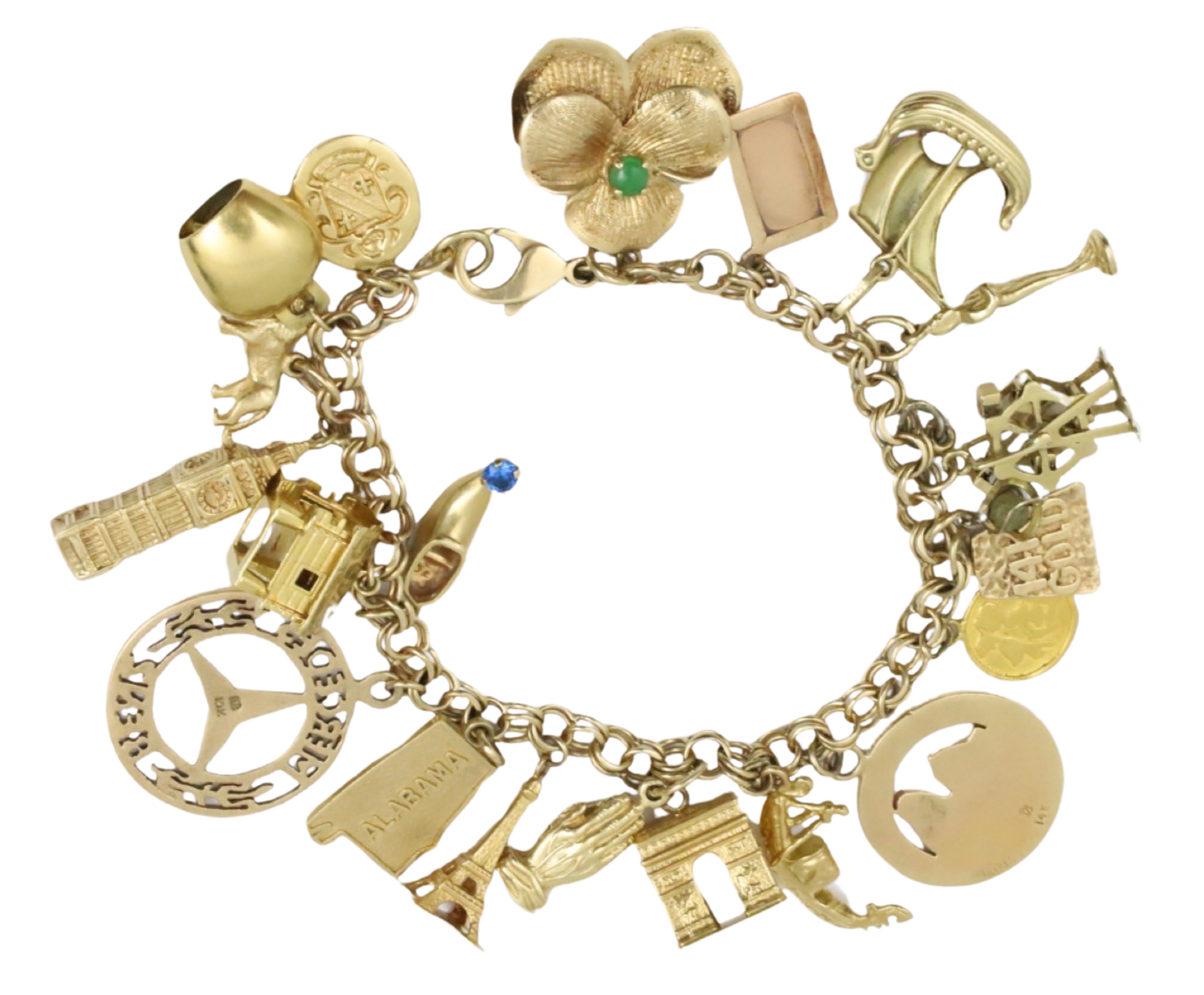 14K YG CHARM BRACELET 14K yellow,