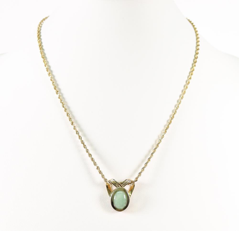 14K YG CHRYSOPRASE PENDANT