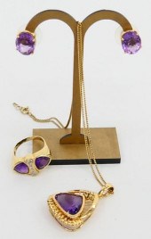 14K YG DIAMOND AMETHYST DEMI-P