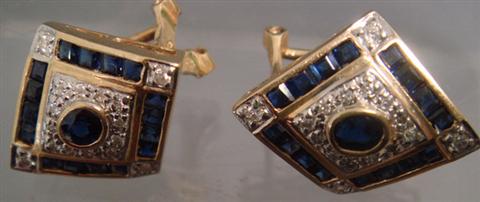 14K YG diamond and sapphire