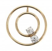 14K YG & DIAMOND CIRCLE PENDAN