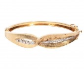 14K YG & DIAMOND HINGED BANGLE