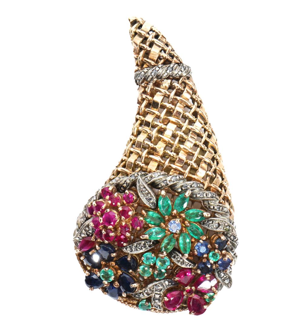 14K YG DIAMOND & MULTI-STONE