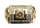 14K YG & DIAMOND NUGGET MEN'S