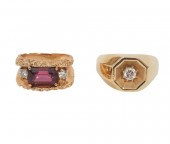 14K YG DIAMOND RING & 14K GARN