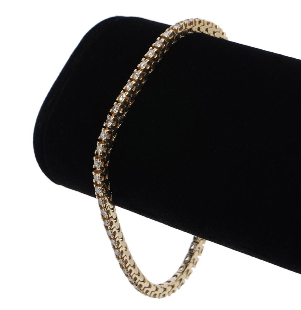 14K YG & DIAMOND TENNIS BRACELET14K