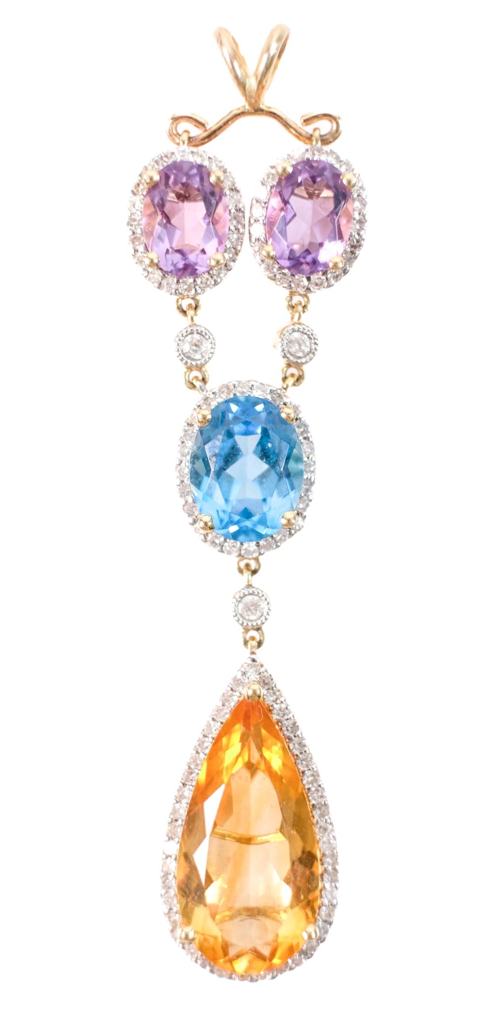 14K YG DIAMOND, TOPAZ, CITRINE &