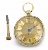 14K YG EMBOSSED POCKET WATCH 1