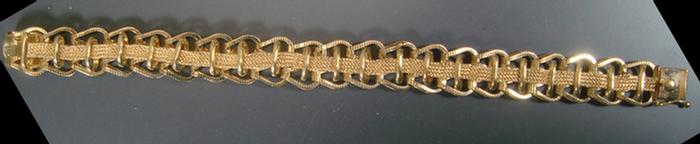 14K YG link bracelet, 7 1/2",