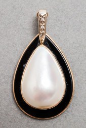 14K YG, MABE PEARL, ONYX & DIA