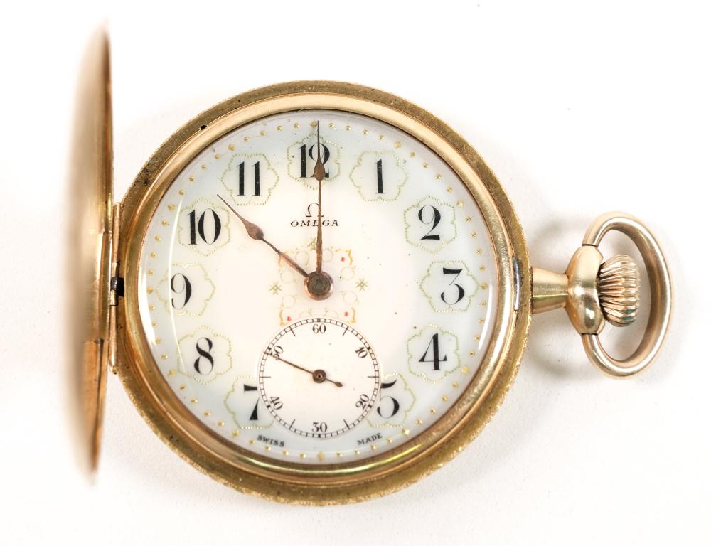 14K YG OMEGA POCKET WATCH, CIRCA