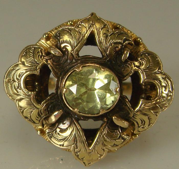 14K yg Peridot Ring. Assembled with
