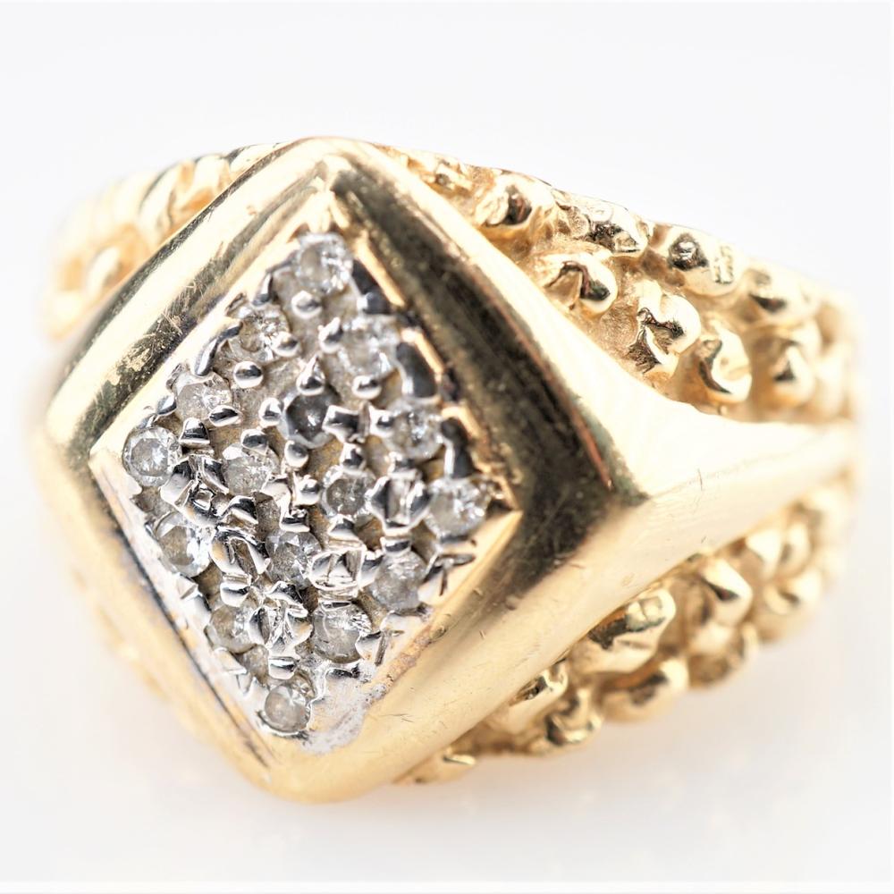 14K YG RING W/ WHITE DIAMONDS SZ