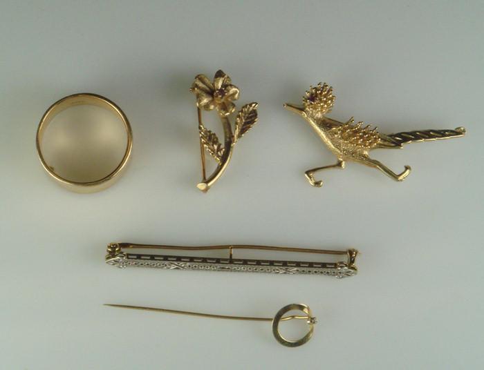 14K YG road runner pin, 14K YG