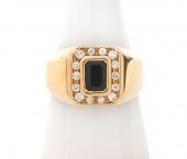 14K YG SAPPHIRE AND DIAMOND RI