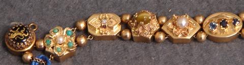 14K YG slide bracelet, 12 slides