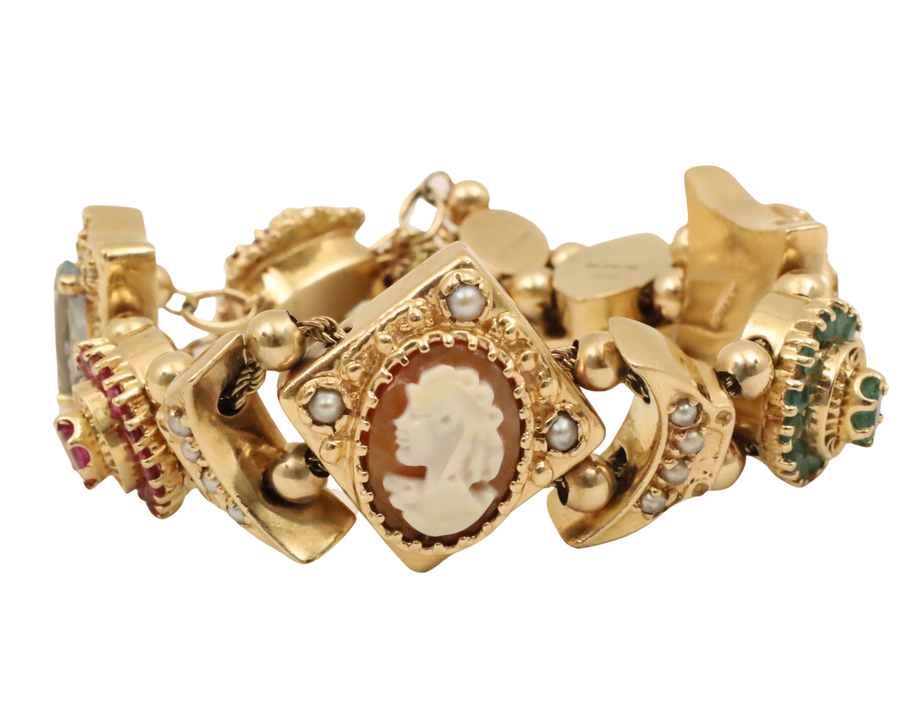 14K YG SLIDE CHARM BRACELET 14K