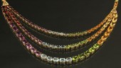 14K YG TRIPLE STRAND MULTICOLO