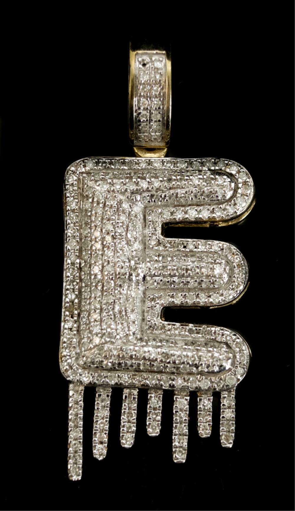 14K/10K LETTER E DRIP DIAMOND