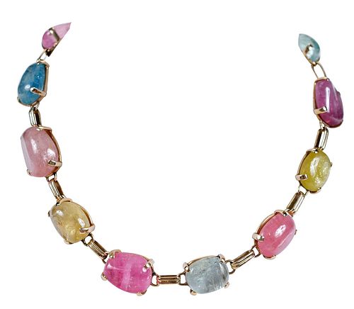 14KT. CABOCHON MULTI GEMSTONE