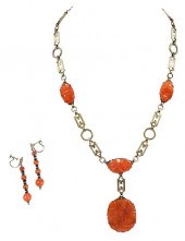 14KT. CARVED CARNELIAN NECKLAC