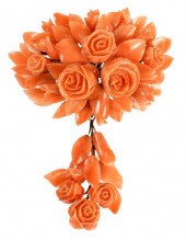 14KT. CORAL BROOCHand pendant,