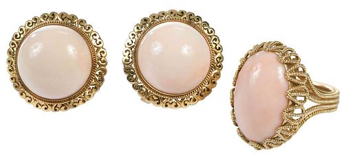 14KT. CORAL RING AND