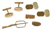 14KT. CUFFLINKS AND TIE CLIPSt