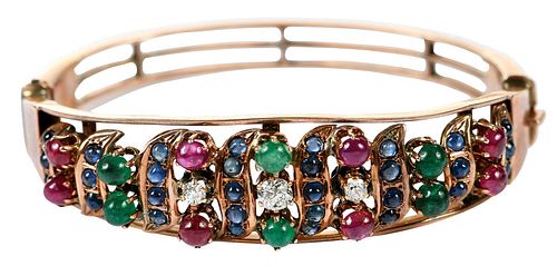 14KT. DIAMOND AND GEMSTONE
