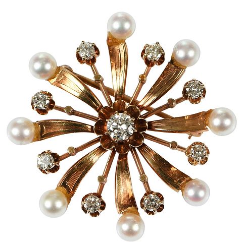 14KT. DIAMOND AND PEARL