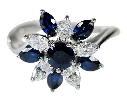 14KT. DIAMOND AND SAPPHIRE