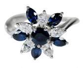 14KT. DIAMOND AND SAPPHIRE RIN