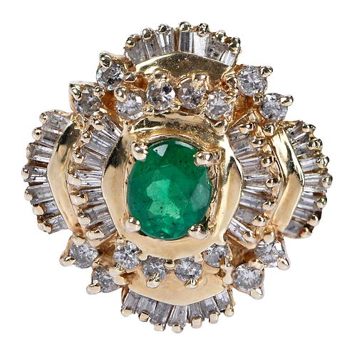 14KT. EMERALD AND DIAMOND