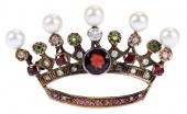 14KT. GEMSTONE AND PEARL CROWN