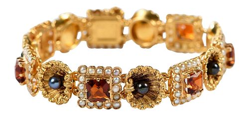14KT. GEMSTONE BRACELETseven square