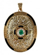 14KT. GEMSTONE MOURNING BROOCH