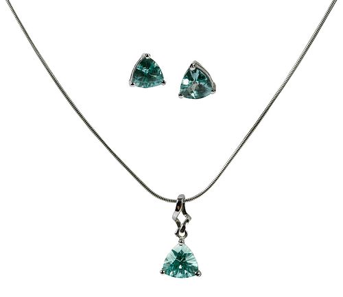 14KT. GEMSTONE NECKLACE AND EARRING
