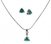 14KT. GEMSTONE NECKLACE AND EA