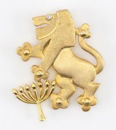 14KT GOLD AND DIAMOND LION OF