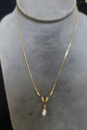 14KT GOLD CHAIN WITH SEED PEAR